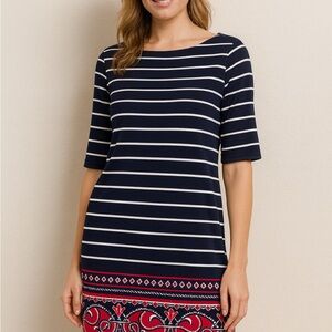 Karen Scott Navy and White Striped Dress